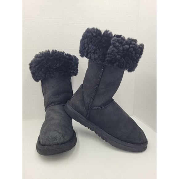 UGG Women's Australia Tall Sheepskin Suede Boots Black Style 5815 Size 5 EU 36 - Picture 2 of 15